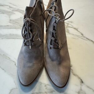 Franco Sarto Gray Suede Lace-Up Ankle Booties